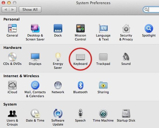 Pic 2 - Keyboard Prefs