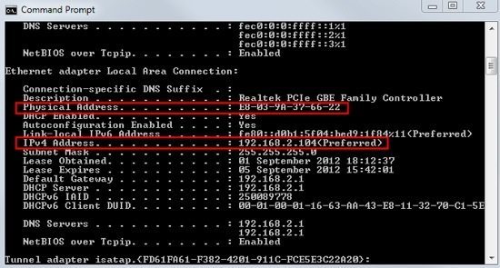 identify mac address on network