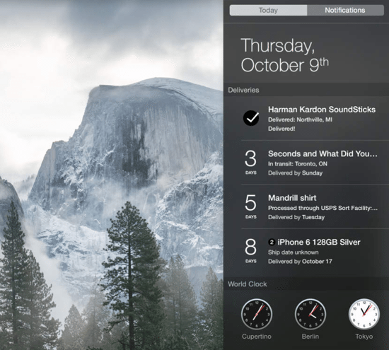 Deliveries - Notification Centre
