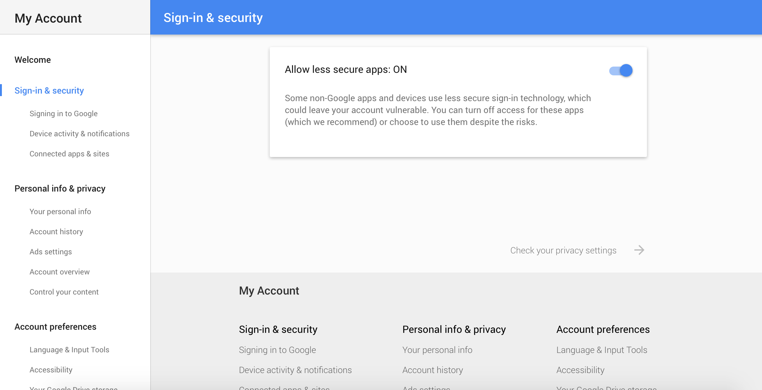 Google app access