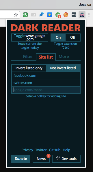 dark reader extension opera